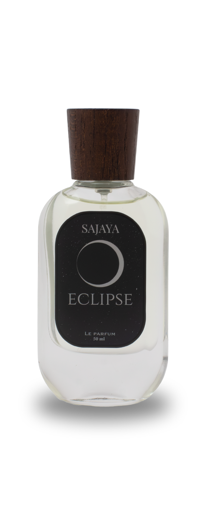 Bottle of SAJAYA Eclipse Perfume with a wooden cap