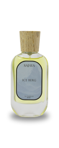 Bottle of SAJAYA Ice Berg Perfume with a wooden cap