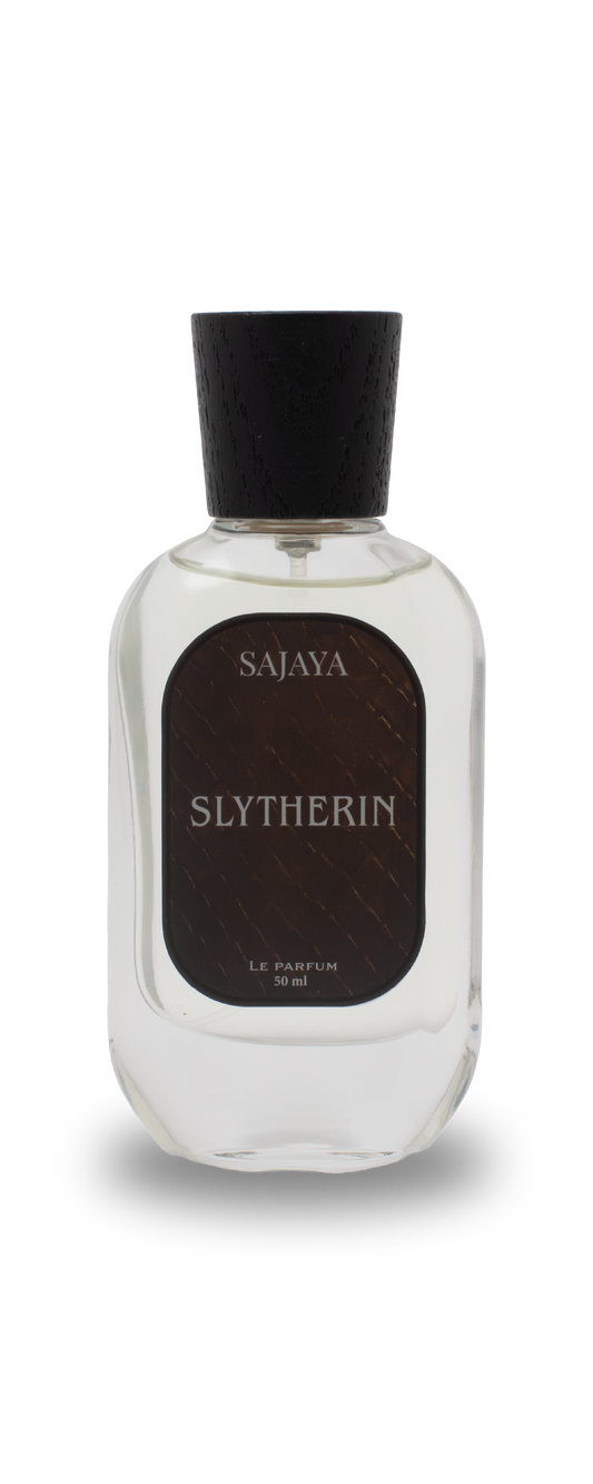 Bottle of SAJAYA Slythrine Perfume with a wooden cap