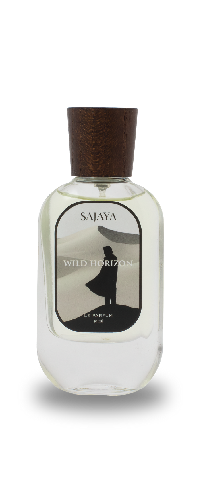 Bottle of SAJAYA Wild Horizon Perfume with a wooden cap